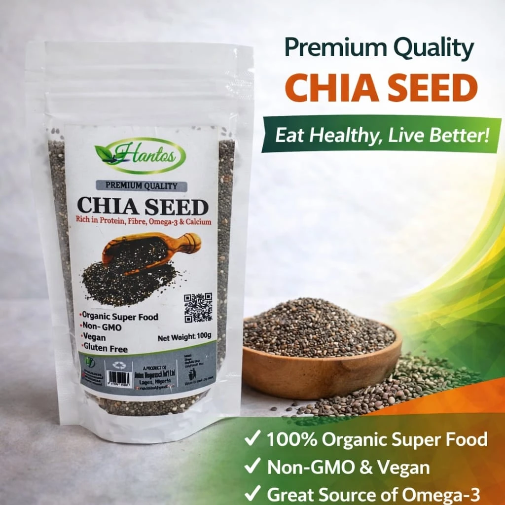 Hantos Organic Chia Seeds (100g) – Nutrient-Rich Superfood for Weight Loss & Healthy Cooking