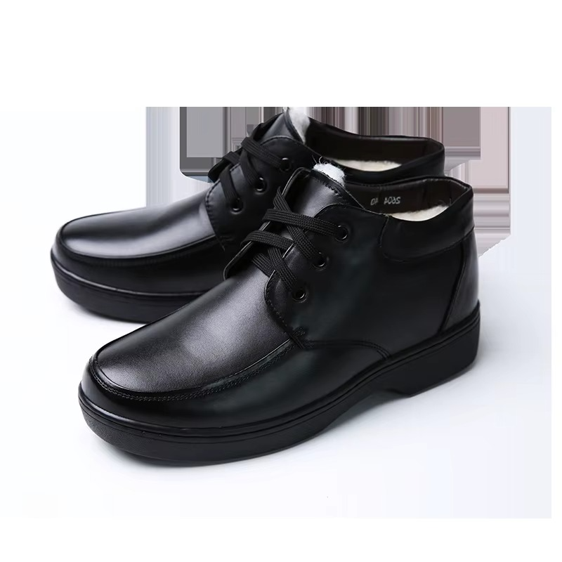 Men’s Black Genuine Leather Shoes – Anti-Slip Oil-Resistant Formal & Casual Shoes (Durable Plain Toe Footwear)