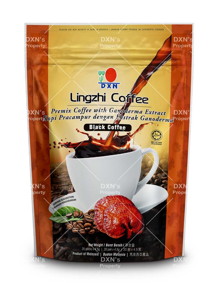 DXN Lingzhi Black Coffee – Premium Sugar-Free Ganoderma Blend (20 Sachets) - NAFDAC Reg. D1-8643