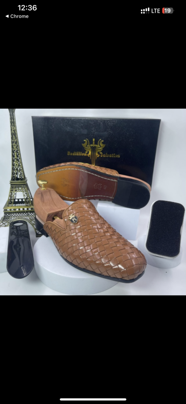 Luxury Men’s Woven Brown Half Shoe