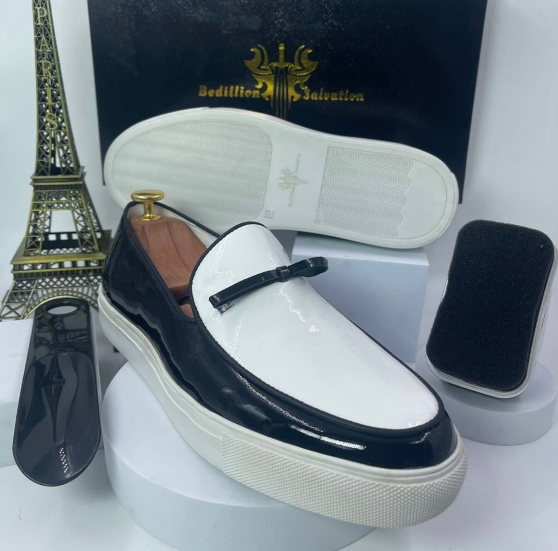 Black And White Luxury Men Dress Slip On Shoe